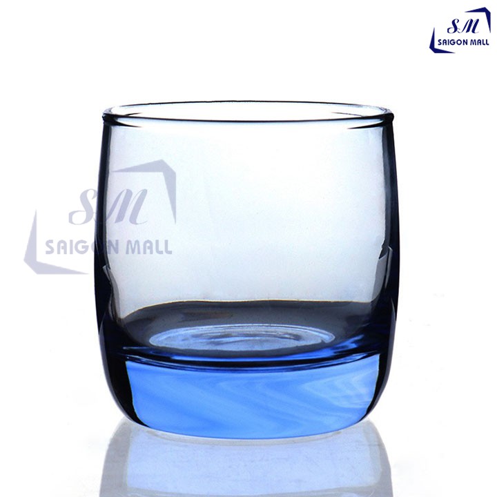 Bộ 6 ly thuỷ tinh 290ml dáng bầu suông tròn lùn ES1132B màu xanh