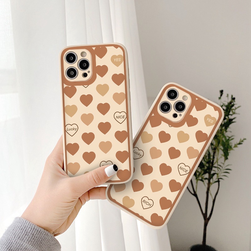 Ốp lưng iPhone 13 12 Pro vuông cạnh Ốp iphone Trái tim love 11Pro Max 8 7 Plus X XS Max XR 13pro promax