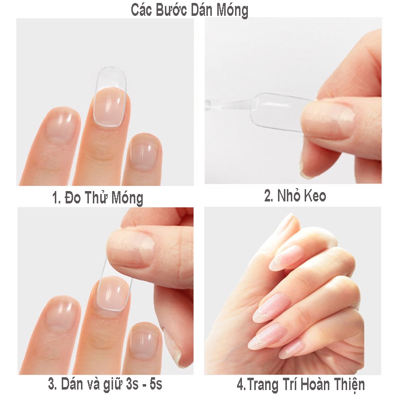 Móng úp tay giả đủ phom vuông thang nhọn bầu HSM chính hãng nhám đục trong chuẩn size Hàn Quốc nail 500 móng