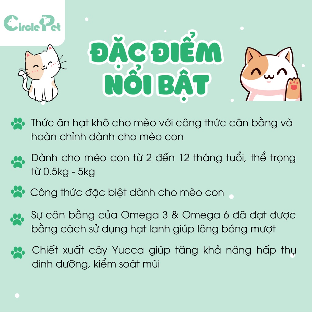 Thức ăn hạt Reflex Kitten Food Chicken &amp; Rice cho mèo con vị thịt gà &amp; gạo túi 2 kg - Circle Pet