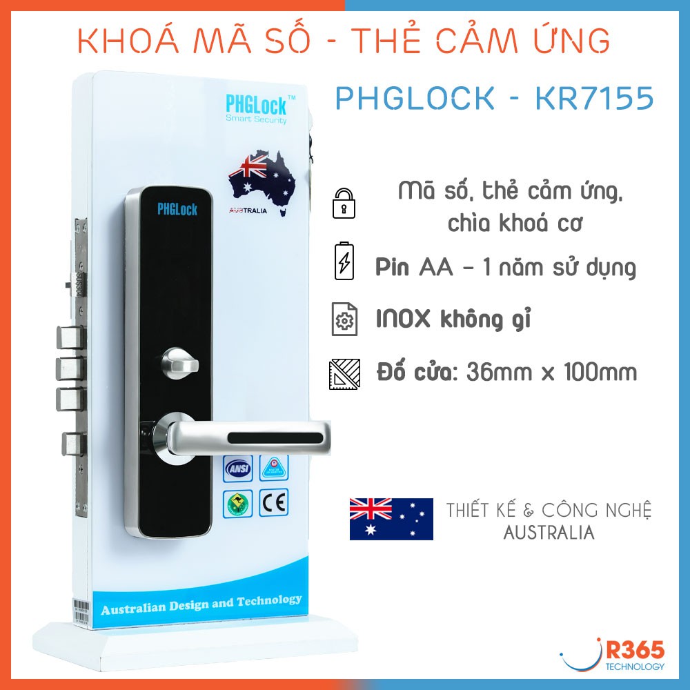 Khoá Cửa Mã Số, Thẻ Từ, Chìa Khoá Cơ - PHGLOCK KR7155