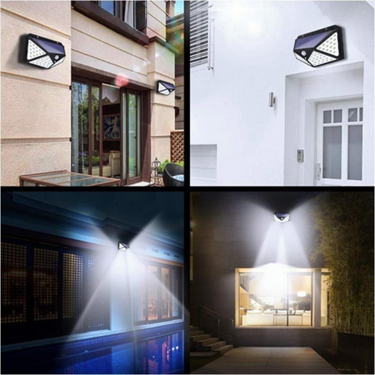 Đèn năng lượng mặt trời Solar 100LED siêu sáng, cảm biến tự động bật tắt, chống nước tuyệt đối