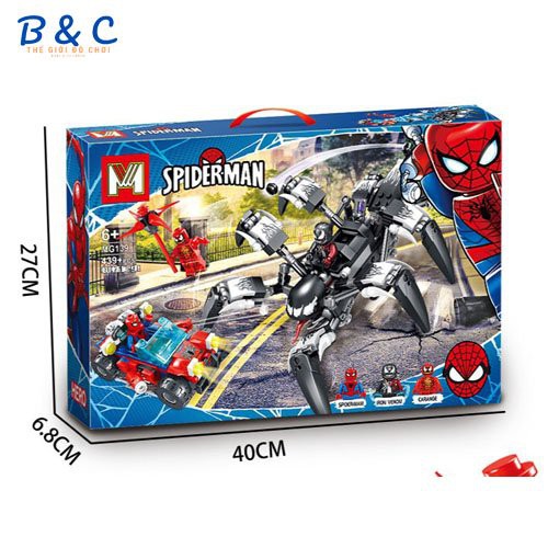 Bộ lắp ghép Spiderman Avenger - Đồ Chơi ghép hình Người Nhện Superheros - 3 Minifigurines - 439+ Chi Tiết - PiBo