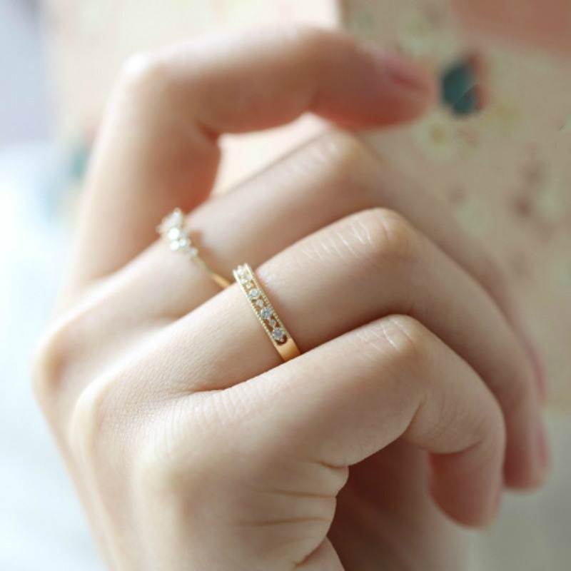 Bộ 2 Nhẫn Pandora Mạ Vàng 14K Đính Đá Sang Trọng
