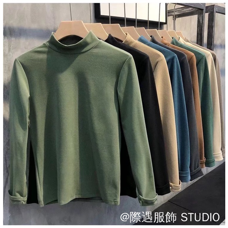 Áo Thun Tay Dài Cổ Cao 7 Màu Sắc Chọn Lựa Phong Cách Hàn Quốc Thời Trang Xuân Thu Cho Nam Size M-3XL