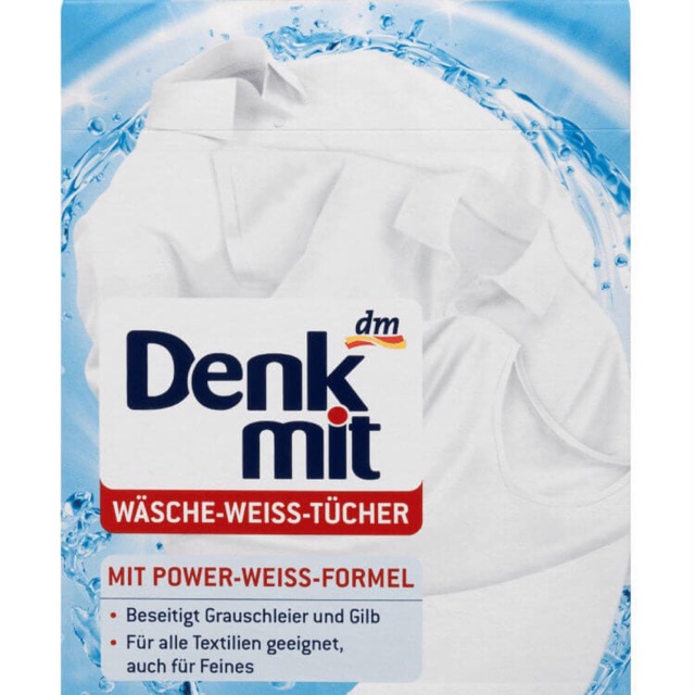 Miếng Tẩy Trắng Quần Áo Denkmit Wasche Weiss Tucher 20 miếng