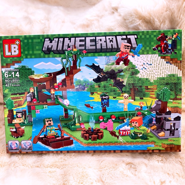 Đồ Chơi Lắp Ráp, Xếp Hình Minecraft Khu Nghỉ Dưỡng Chiến Binh Và Rồng Đen Chiến Đấu Lb551-427 mảnh