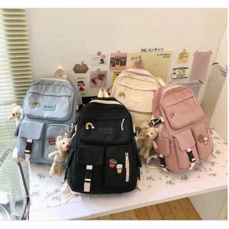 balo ulzzang chống nước thời trang nữ đi học đi chơi dễ thương (tặng 1stick cài Balo đáng yêu)