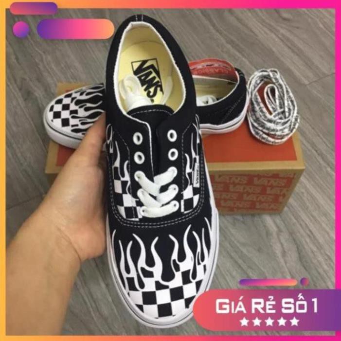 [Sale 3/3] [SALE SỐC-SẴN HÀNG] Giày vans era checherboard lửa đen trắng size 36->43 NAM NỮ Sale 11 -op1 " <