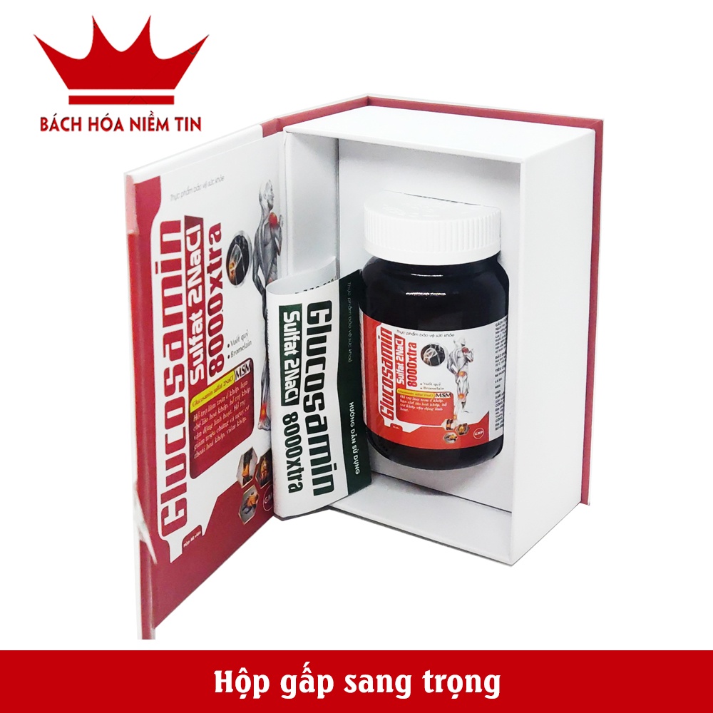 Viên uống giảm đau xương khớp Glucosamin Sunfat 8000 xtra - kết hợp thảo dược và collagen, glucosamin hàm lượng cao
