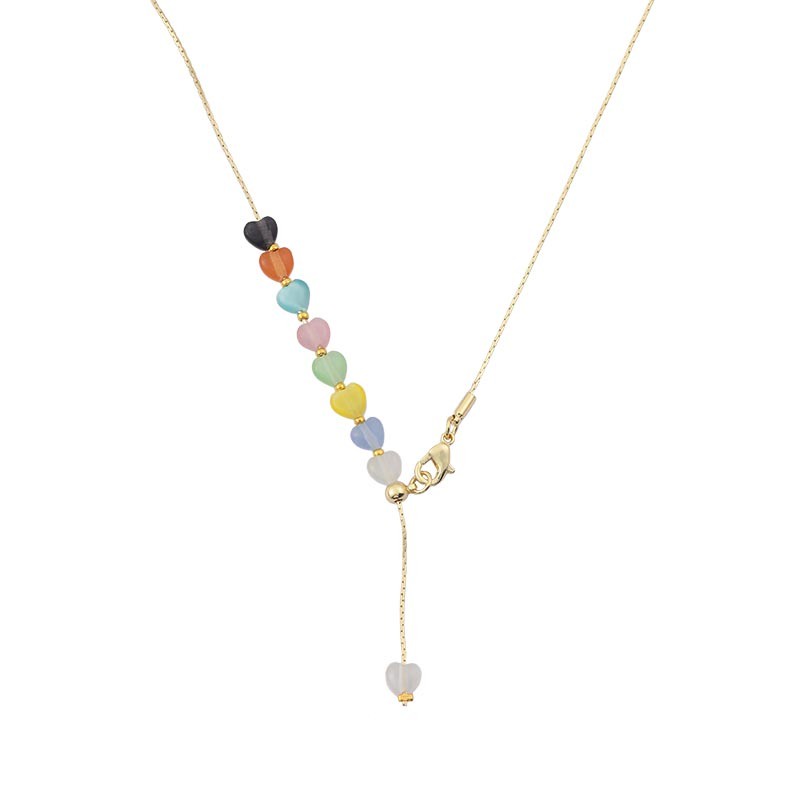 Vòng cổ Chuỗi Hạt Hình Trái Tim Nhiều Màu Thời Trang