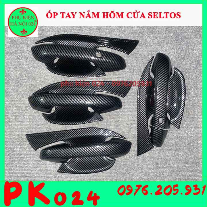 [Seltos 2020] Bộ Ốp Tay Nắm Hõm Cửa Seltos 2020 Vân Cacbon