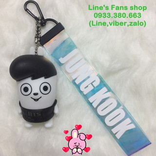 Móc khóa BTS + strap holo_Mẫu mới (KM tặng Sticker & hình xăm BT21 BTS, khách tự chọn mẫu)