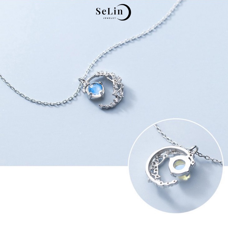 Dây chuyền vòng cổ bạc 925 nữ đính đá mặt trăng twinkle moon SELIN JEWELRY