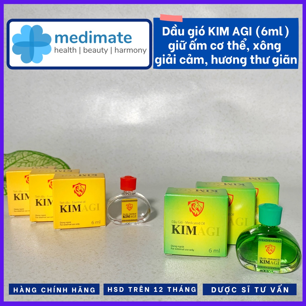 Dầu gió KIM AGI giữ ấm cơ thể, xông giải cảm, hương thư giãn (chai 6ml)