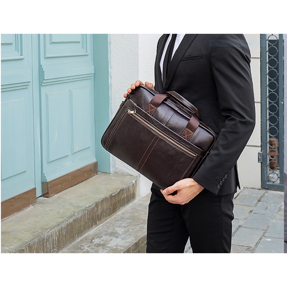 Túi xách nam 100% da bò thật cao cấp phong cách mới 15,6&quot;