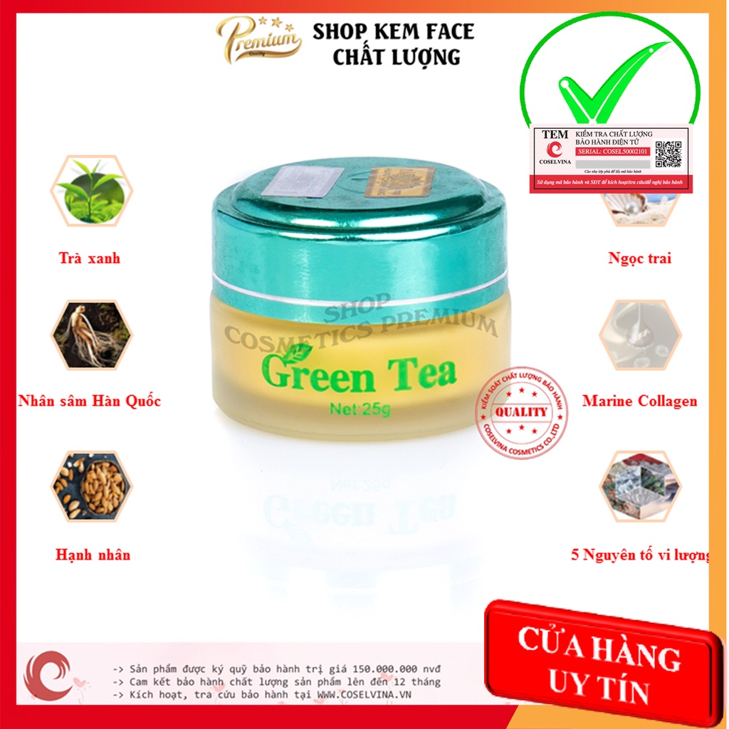 Kem xóa nám trà xanh 25g trắng da, loại bỏ nám, tàn nhang