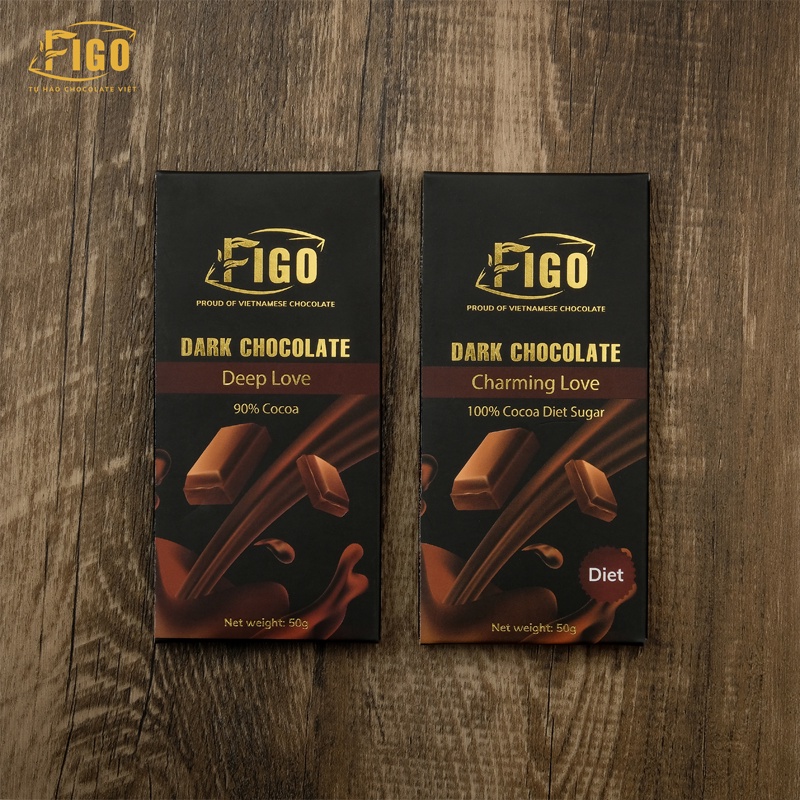 Kẹo Socola đen Dark 100% Diet và 90% cacao ít đường giảm cân, ăn kiêng 50g FIGO_ DIET_KETO