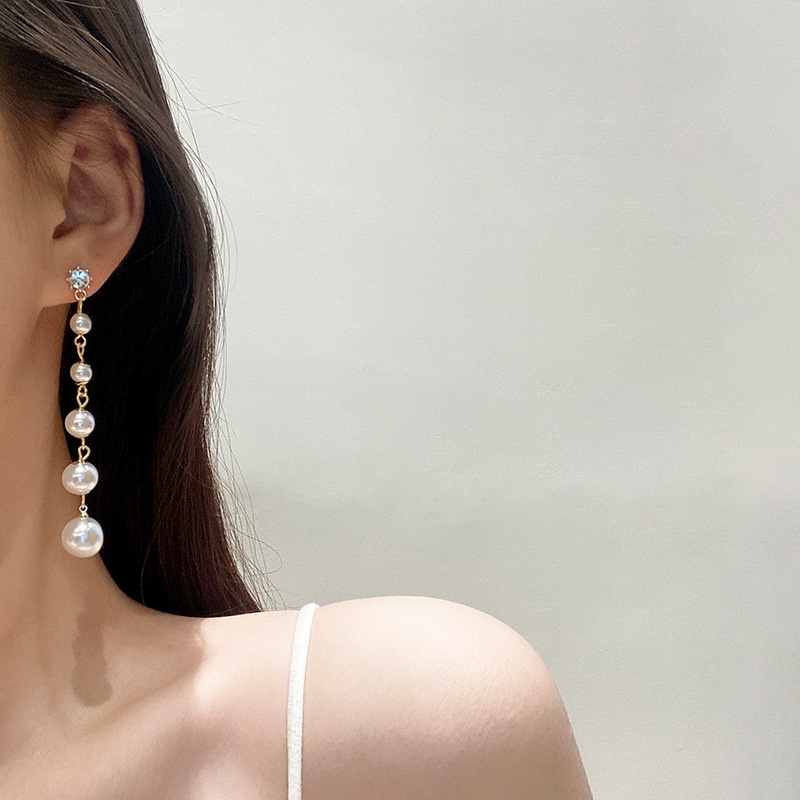 Pearl tassel earrings long earrings personalized earrings 2021 new temperament fashion earrings