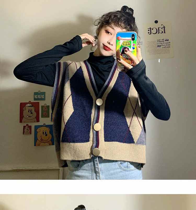 Áo khoác len không tay cổ chữ V phong cách Hàn Quốc | BigBuy360 - bigbuy360.vn