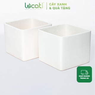Chậu gốm sứ  hình vuông LỌ CÁT 13cm dùng trồng cây