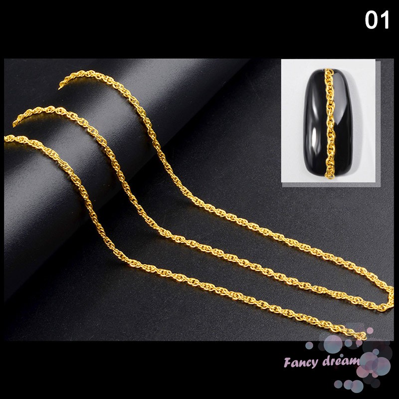 Chuỗi bạc 50cm trang trí móng cao cấp sang trọng