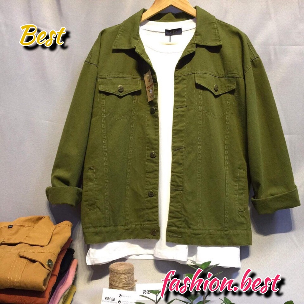 Áo khoác Jeans kaki Nam nữ, Áo khoác jean unisex nam nữ Fashion best phong cách ulzzang hàn Quốc