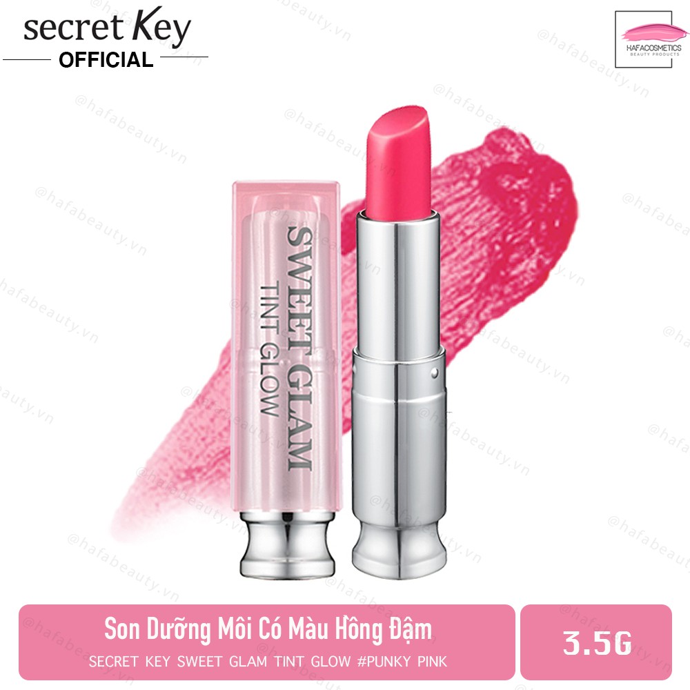 Son dưỡng môi có màu Secret Key Sweet Glam Tint Glow 3.5g Punky Pink (Hồng đào) _ Secret Key Chính Hãng