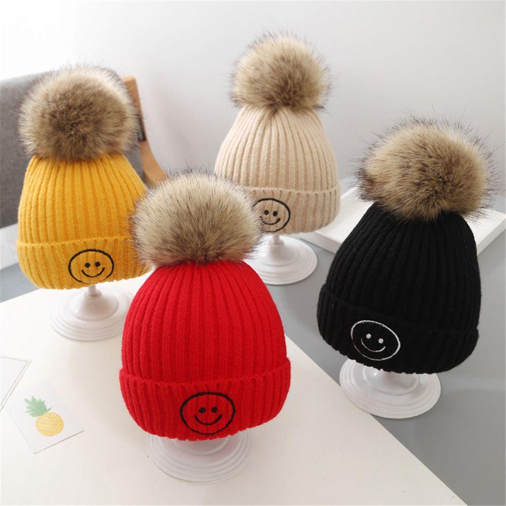 Xiantin Mũ Beanie Đan Len Ấm Áp Dễ Thương Kèm Cục Bông Cho Bé