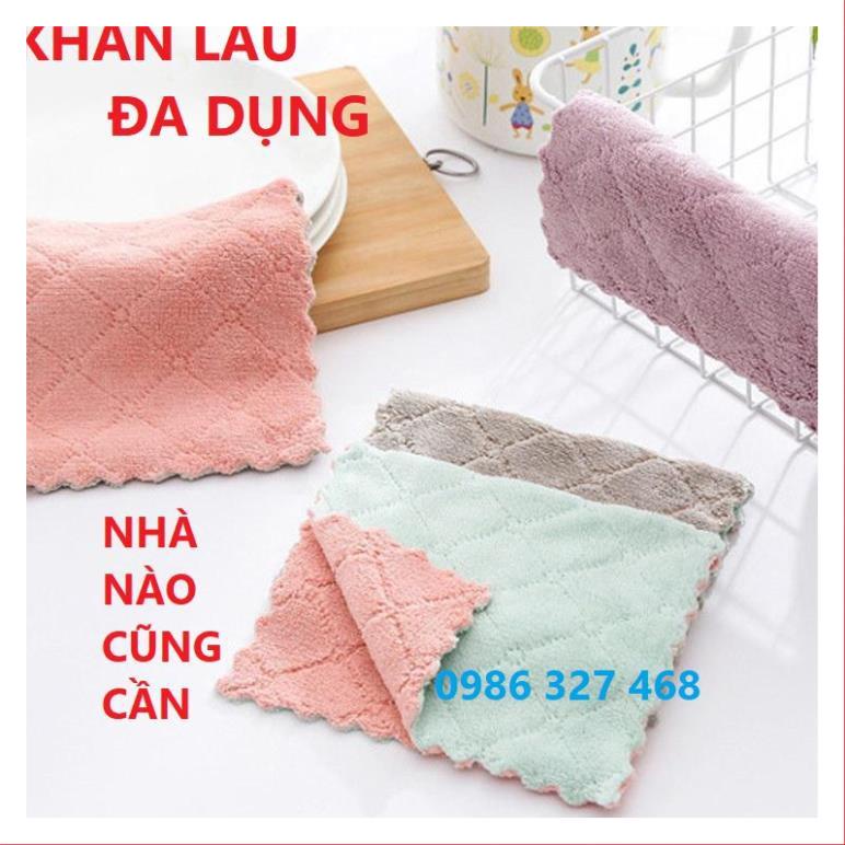 Combo Khăn Lau Bếp Lau Bát Đĩa Lau Tay Đa Năng 2 Màu- Siêu Thấm Hút- Sợi Vải