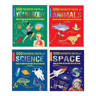 Sách Bộ 4 cuốn Cùng Bé Khám Phá 500 Điều Thú Vị Về Cơ Thể Con Người+ Động  vật + Vũ trụ + Khoa học + Tặng Khẩu trang