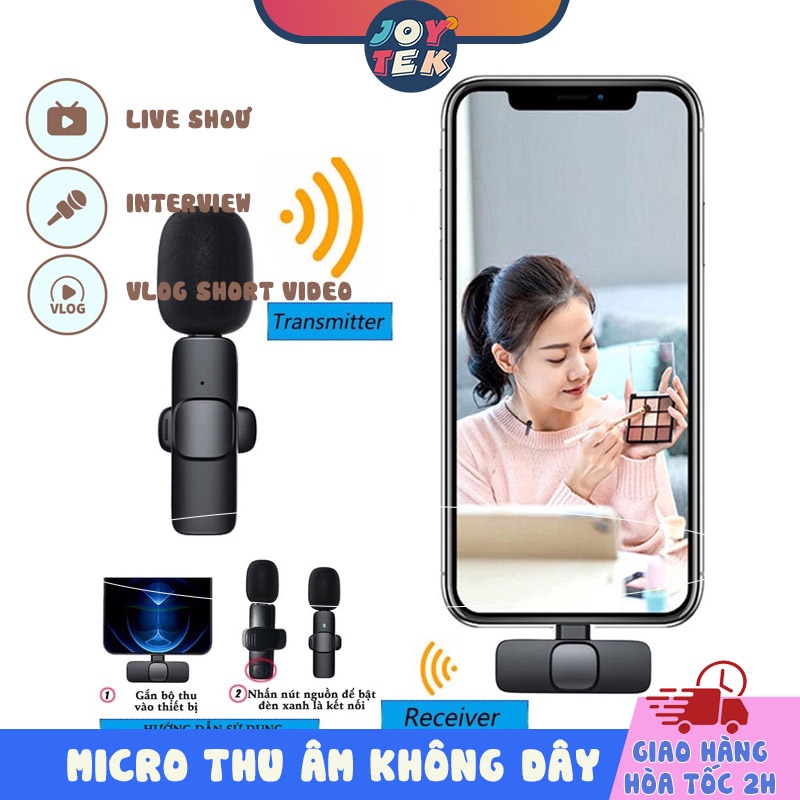 Micro livestream không dây M9, mic live cài áo cho điện thoại, máy tính bảng