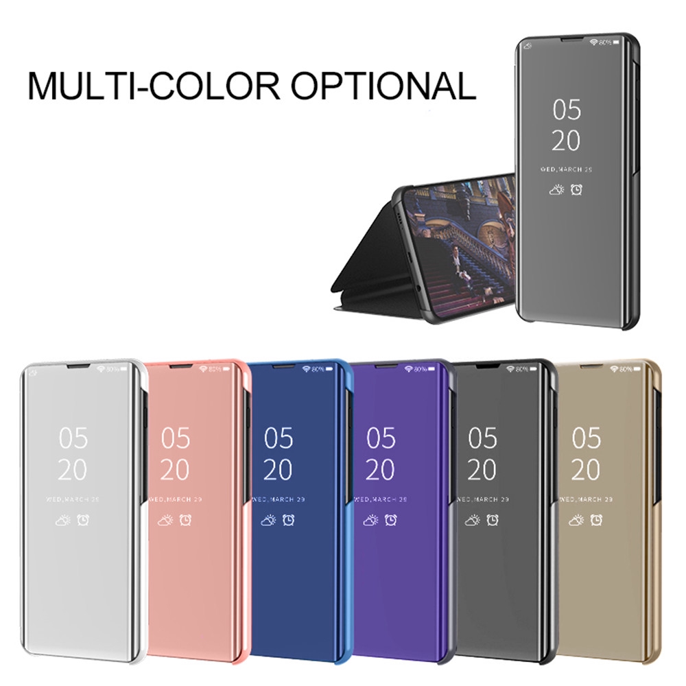 Bao da điện thoại nắp lật tráng gương kiêm giá đỡ cho Samsung Galaxy note 8 note 9 note 10lite