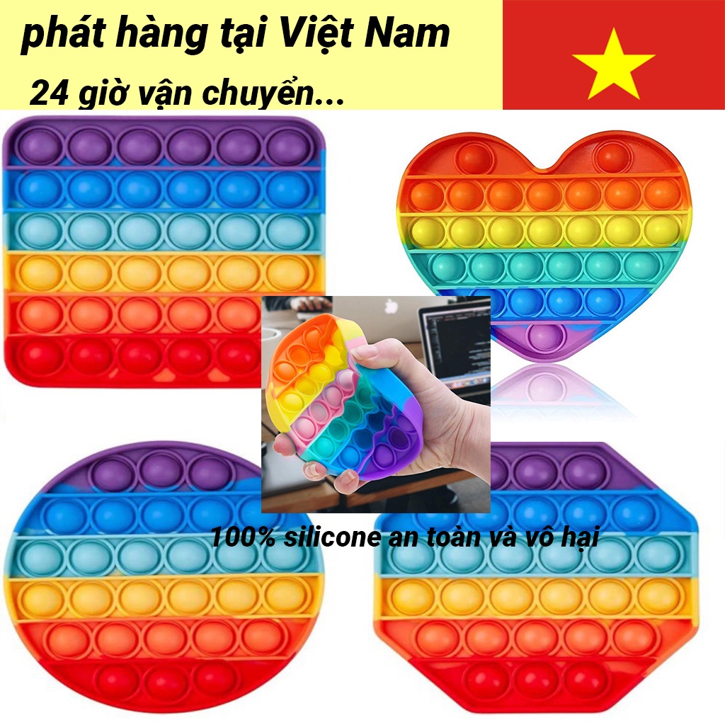 Đồ chơi Pop it, đồ chơi bấm nút bằng ngón tay được làm từ silicon - Giúp giảm căng thẳng dành cho người lớn và trẻ em