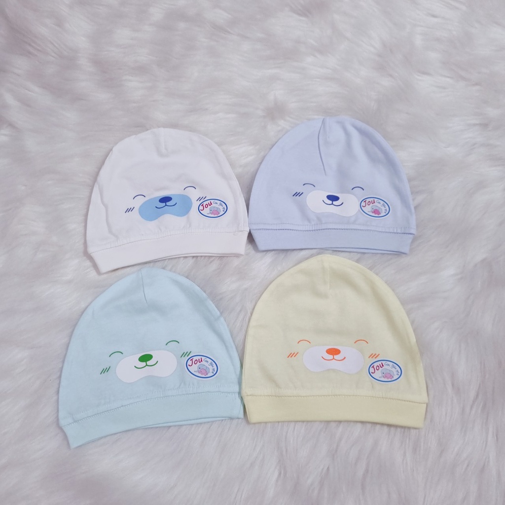 Nón sơ sinh Jou vải cotton 100% mềm đẹp
