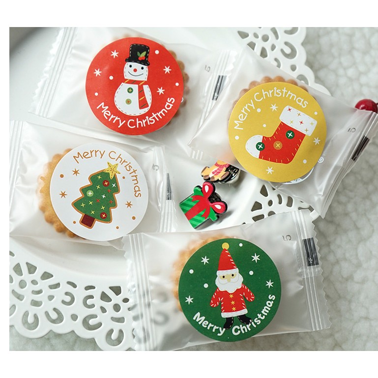 Set 8 nhãn dán trang trí túi bánh, hộp bánh chủ đề Noel, Xmas mẫu 11