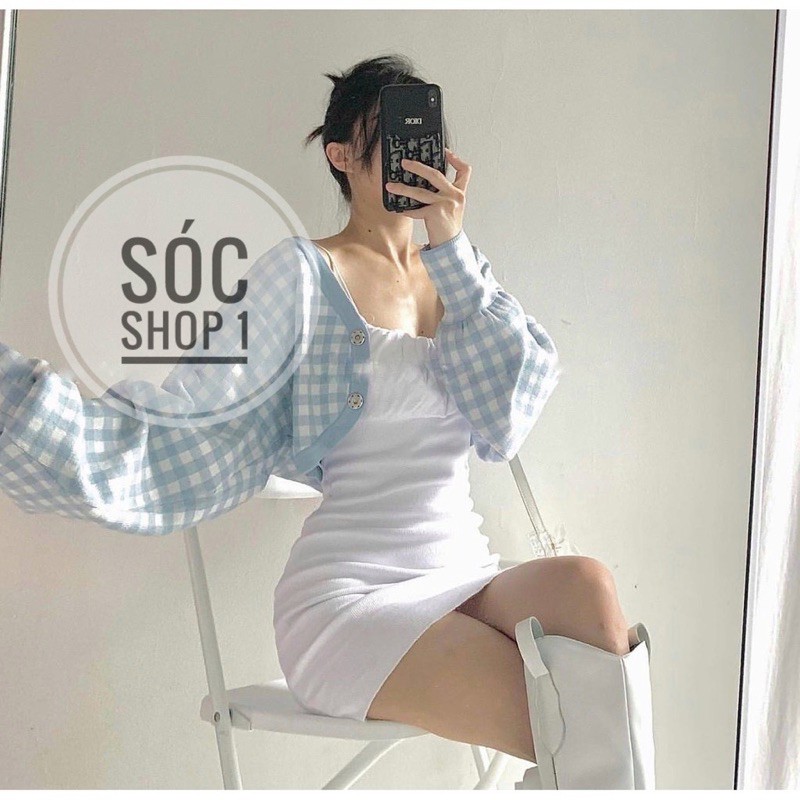 Sét Váy Ulzzang Áo kẻ kèm chân váy kẻ BbR đen Hàn Quốc, Sét Váy Nữ,(Ảnh Thật)