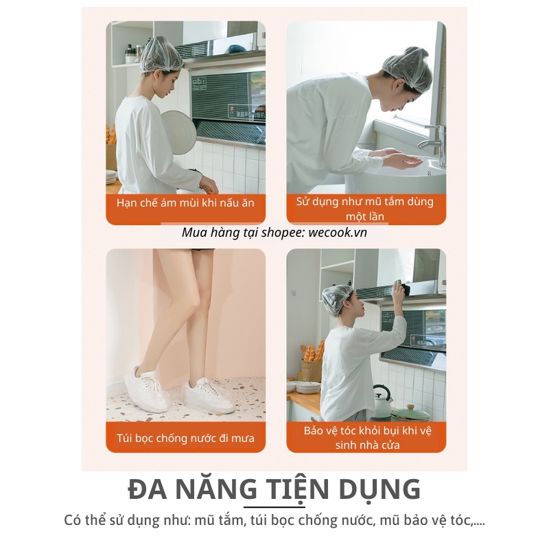 Set 100 màng bọc thực phẩm thức ăn có chun siêu co dãn WeCook - Túi bọc thực phẩm đồ ăn bảo quản thực phẩm