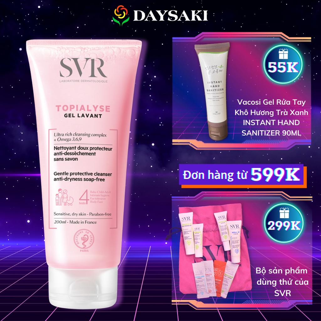 SVR Gel Làm Sạch Không Chứa Xà Phòng TOPIALYSE Gel Lavant 200ml