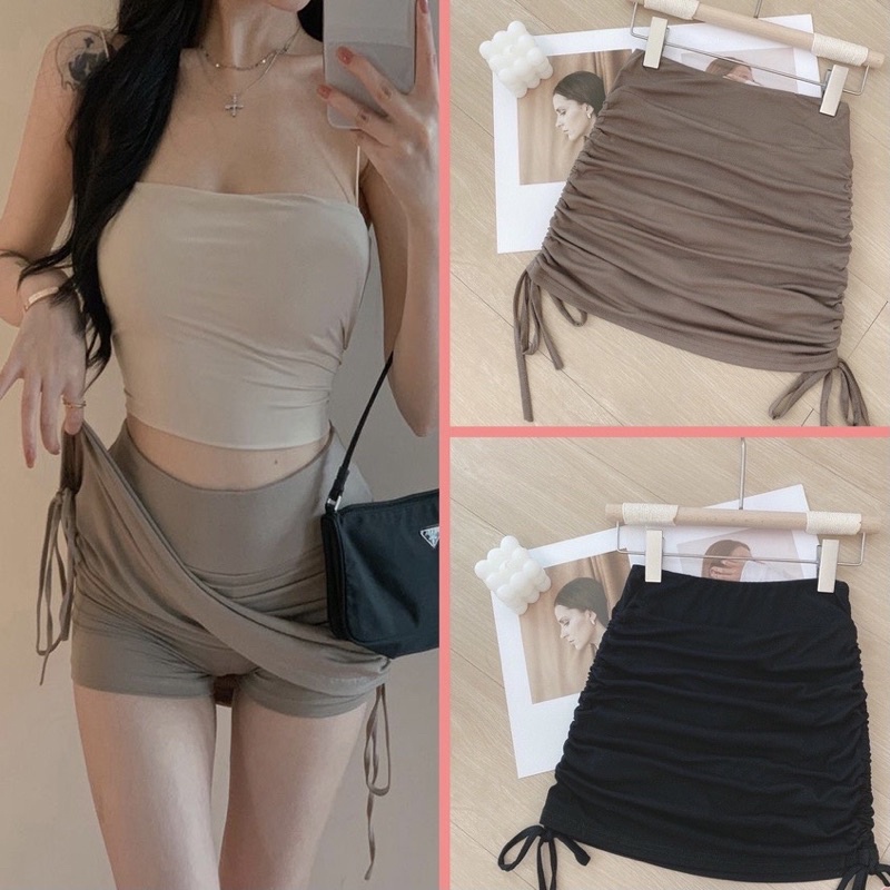 Chân váy ôm body rút dây có quần trong an toàn gợi cảm tôn dáng thun lụa mịn mát siêu co giãn CV90- 026 -3M FIORI STORE