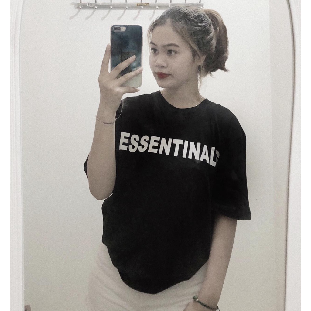 Áo thun tay lỡ form rộng dáng xuông FOG ESSENTIALS, áo phông đôi nam nữ 2 màu trắng đen basic oversize tay lỡ