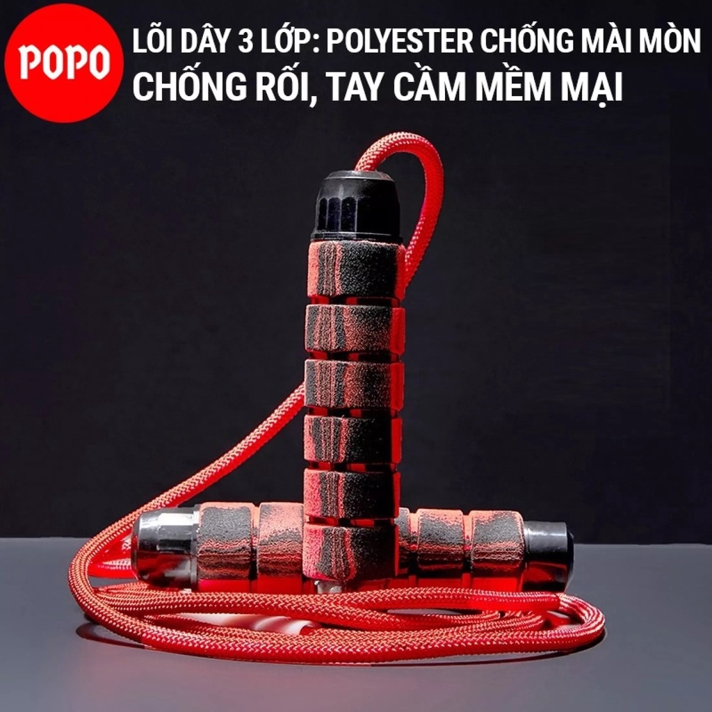 Dây Nhảy Thể Lực 3 Lớp Poly Cao Cấp Giảm cân Tích Hợp Tạ Cầm Tay 355g Chống Mòn, Chống Rối Dây nhảy Võ Thuật  Ailaikit