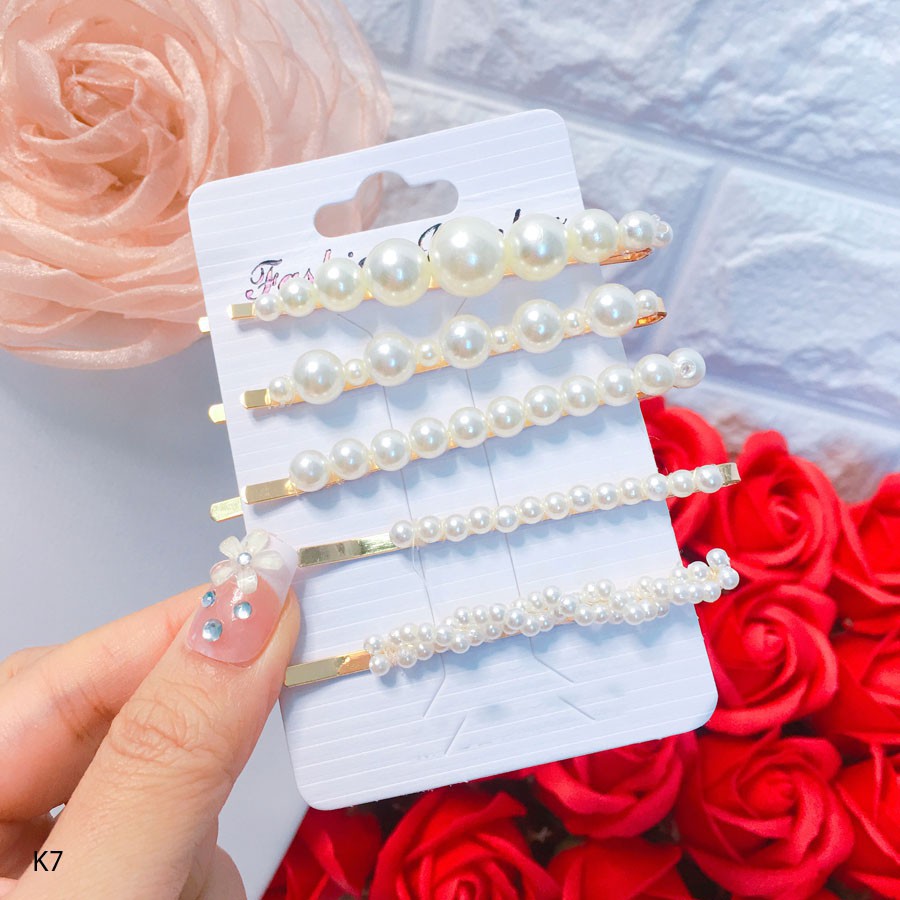 Set 5 cây Kẹp tóc đính đá, đính ngọc Nhân Tạo PMCK7
