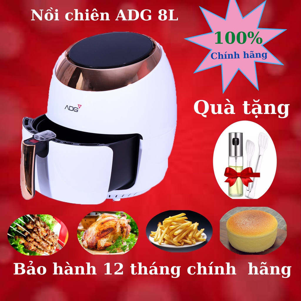 Nồi Chiên Không Dầu Điện Tử 8L ADG _ [BẢO HÀNH CHÍNH HÃNG 12 THÁNG] + QUÀ TẶNG