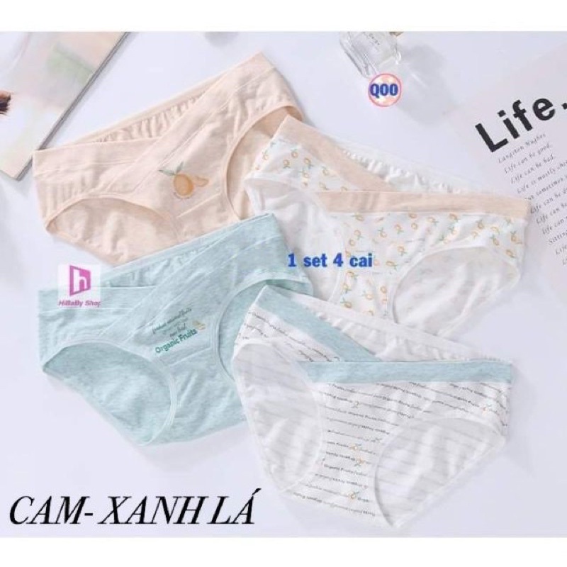 Set 4 Quần lót bầu siêu yêu cạp chéo cotton