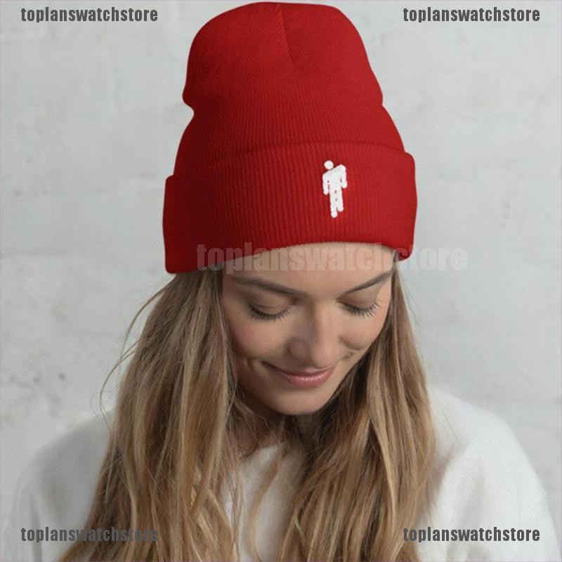 Mũ Beanie Dệt Kim Thêu Hình Billie Eilish Giữ Ấm Mùa Đông