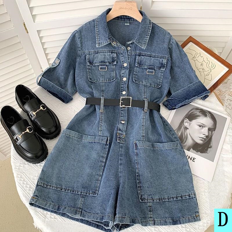 Jumpsuit Jean Dáng Rộng Phong Cách Hàn Quốc Thời Trang Mùa Hè 2022 Cỡ Lớn Hàng Mới