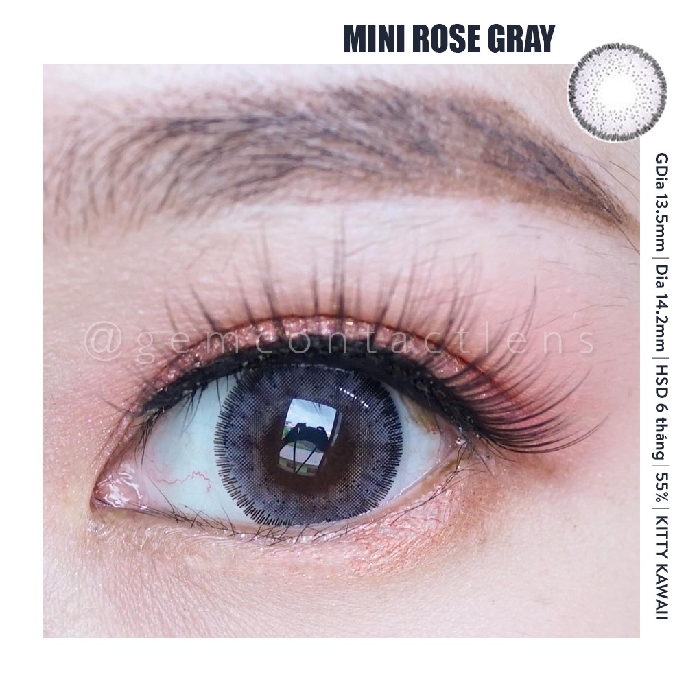 Áp Tròng Giãn Nhẹ MINI ROSE GRAY Ẩm Cao 55% HSD 6 Tháng Lens Xám Tây Đủ Độ Có Lệch Phù Hợp Mắt Nhạy Cảm