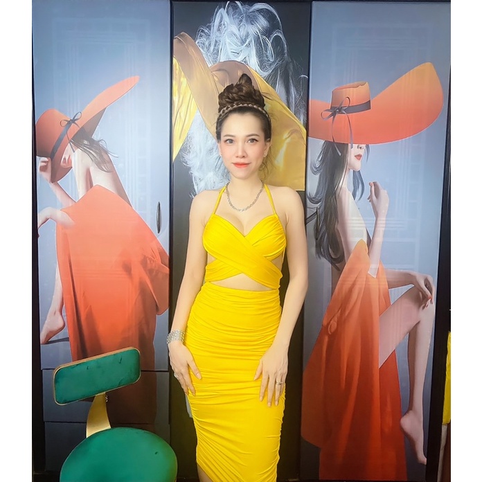 Đầm body thun co giãn, màu vàng tôn da, đẹp xuất sắc luôn ạ😍3.65