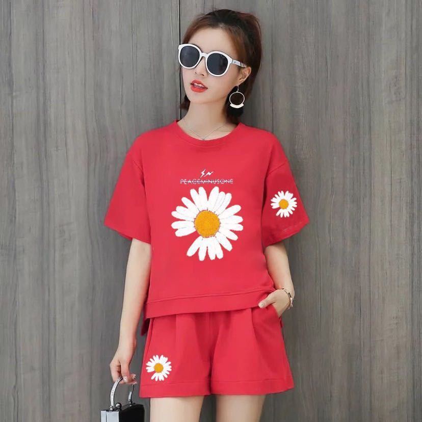 Bộ Đồ Thể Thao Ngắn Tay Cổ Chữ V Dáng Rộng Thời Trang Mùa Hè Hàn Quốc 2022 Dành Cho Nữ